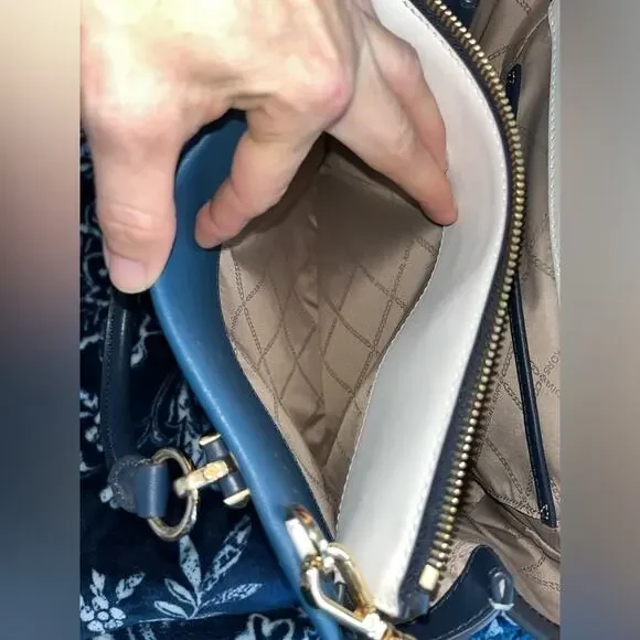 Michael Kors Marilyn Medium Two-Tone Saffiano Leather Satchel